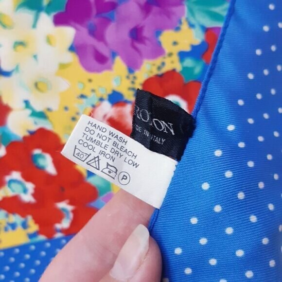 Oroton Italian Floral Scarf with Polka Dot Border - Picture 4 of 8